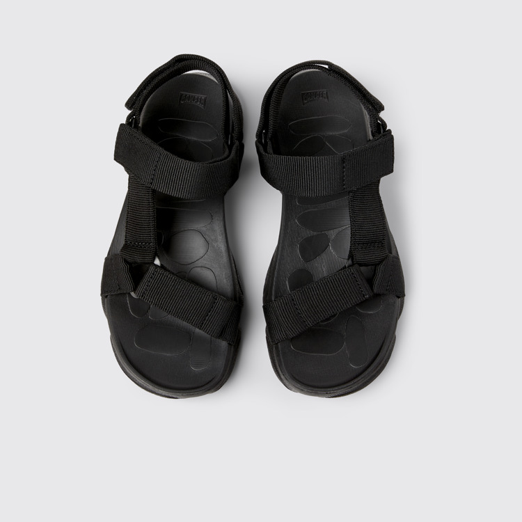 Overhead view of Karst Sandal Black Recycled PET Women's Sandal.