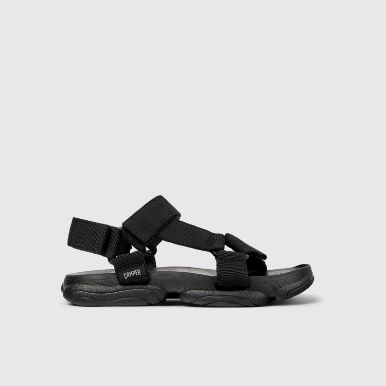 Side view of Karst Sandal Black Recycled PET Women's Sandal.