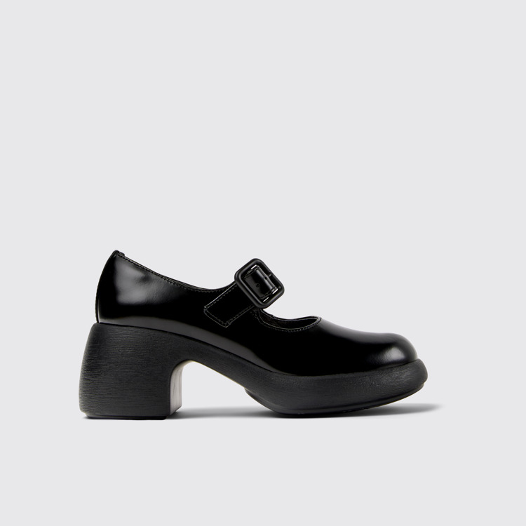 Side view of Thelma II Black Leather Moccasins for Women.