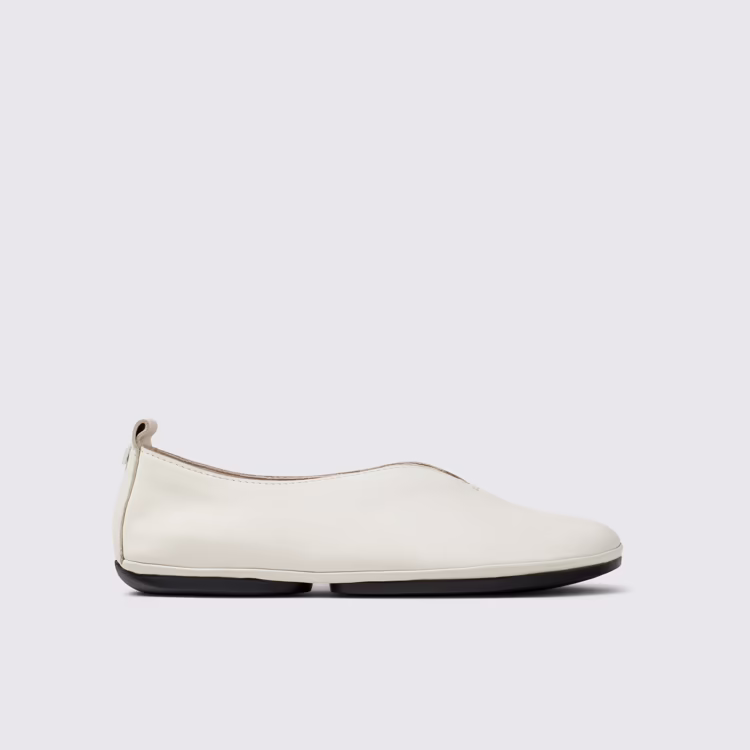 Right Nina - K201813-001 - White Leather Ballerina Shoes for Women.