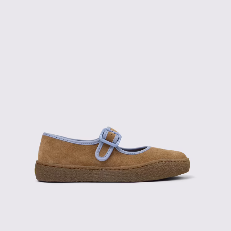 Peu Terreno - K201825-007 - Brown Suede and Leather Ballerinas for Women.