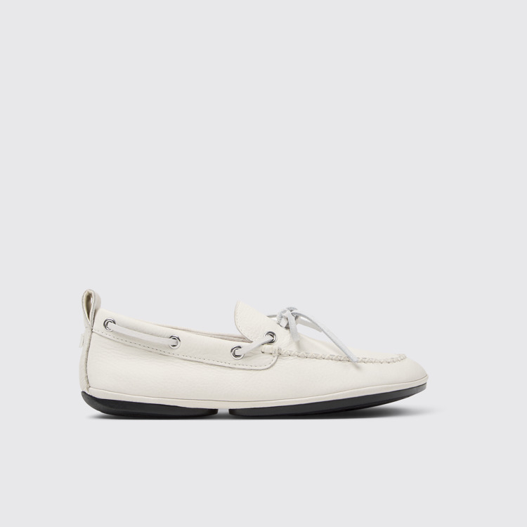 Side view of Right Nina White Leather Ballerinas for Women.