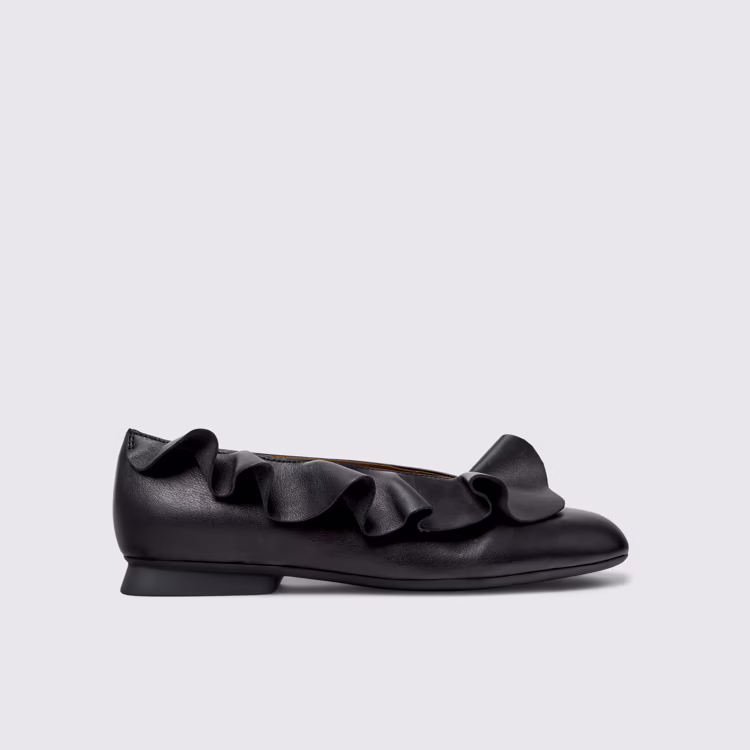 Casi Myra - K201905-001 - Black Leather Ballerinas for Women.