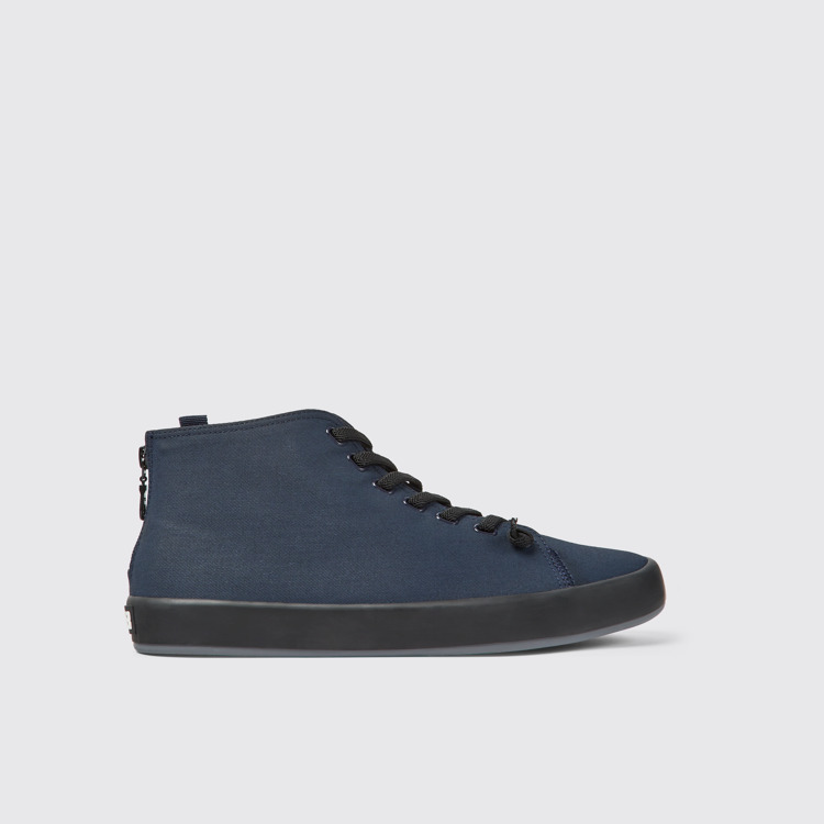 Side view of Andratx Navy blue textile sneakers for men