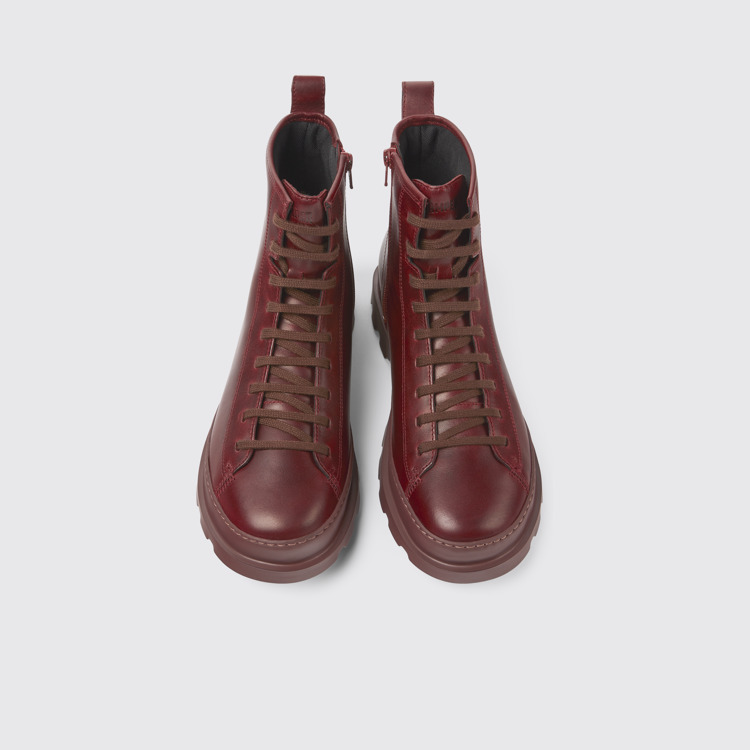 Overhead view of Brutus Burgundy leather ankle boots for men