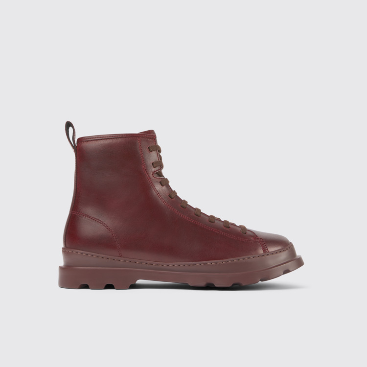 Side view of Brutus Burgundy leather ankle boots for men