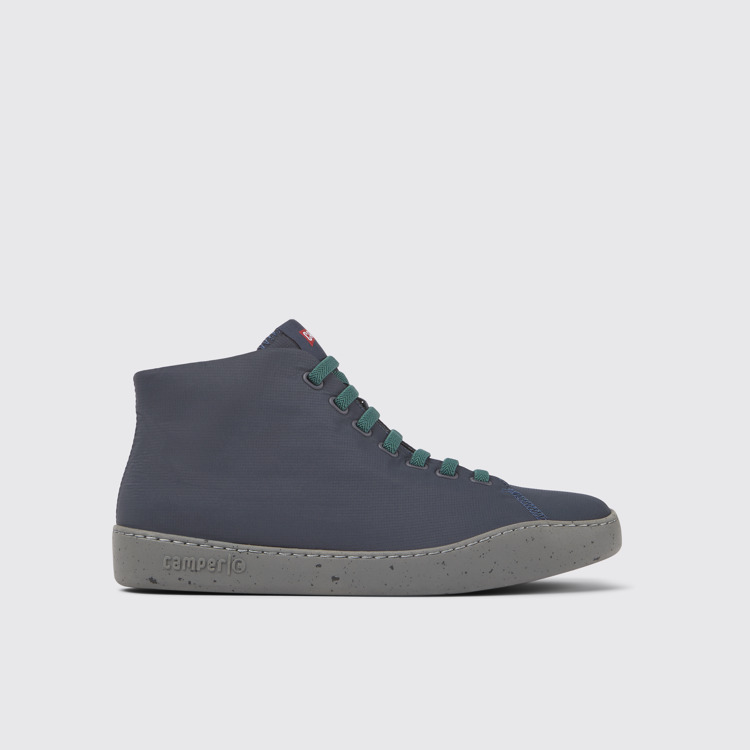 Side view of Peu Touring Blue textile ankle boots for men