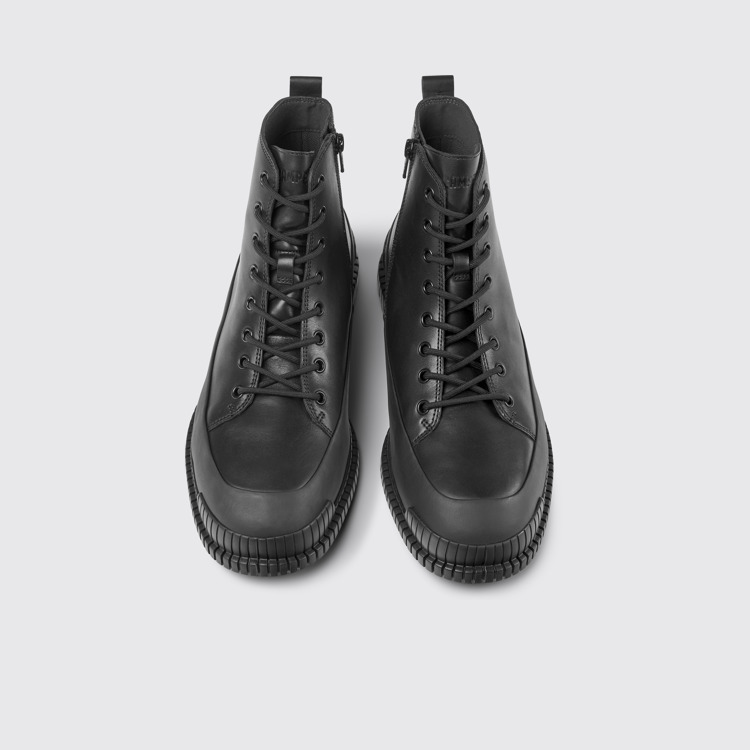 Overhead view of Pix Black lace up boot for men