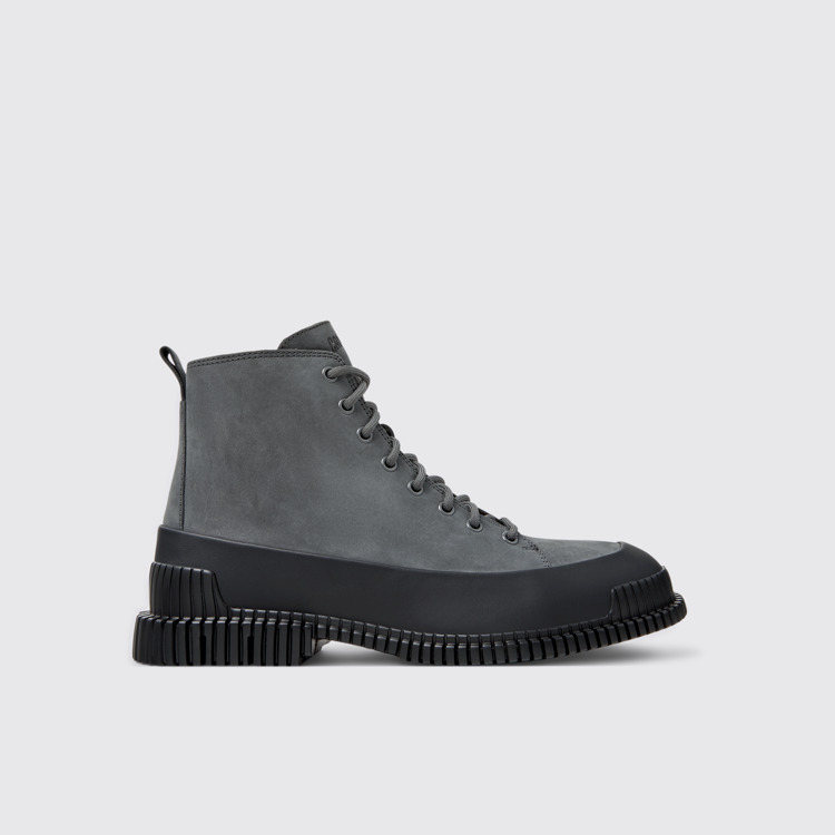 Side view of Pix Multicolor Nubuck and Leather Mid Boots for Men.