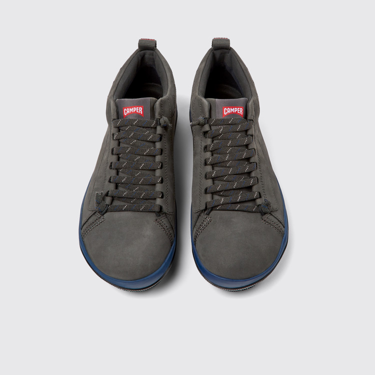 Overhead view of Peu Pista Gray nubuck shoes for men