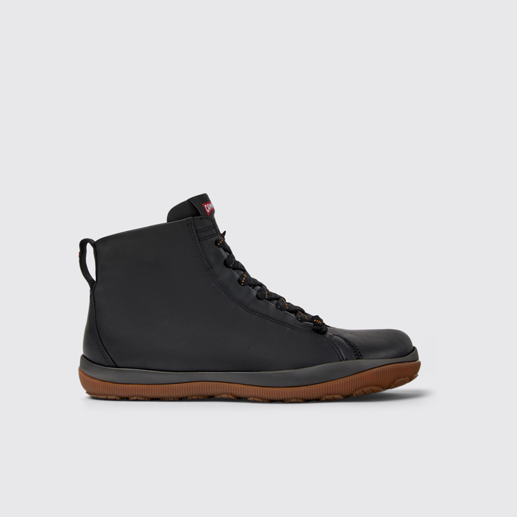 Side view of Peu Pista Black leather ankle boots for men