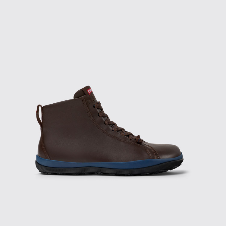 Side view of Peu Pista Brown leather ankle boots for men