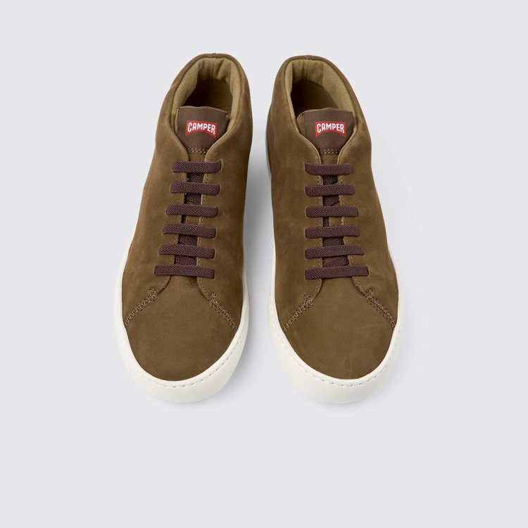 Overhead view of Peu Touring Brown nubuck sneakers for men