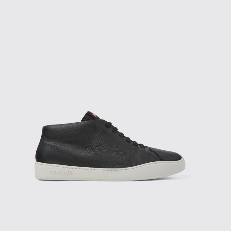 Side view of Peu Touring Black leather sneakers for men