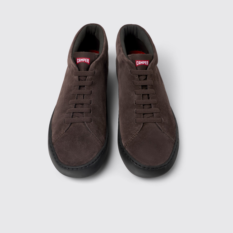 Overhead view of Peu Touring Brown nubuck sneakers for men