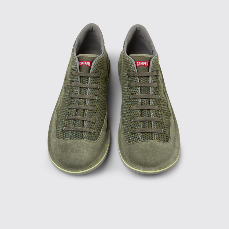 Overhead view of Beetle Green TENCEL™ Nubuck Ankle Boots for Men.