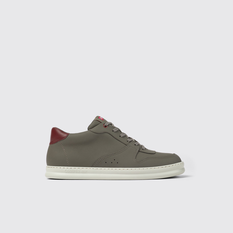 Side view of Runner Brownish gray leather sneakers for men