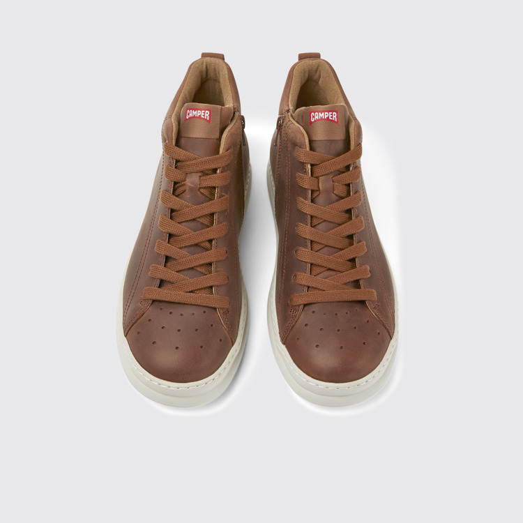 Overhead view of Runner Brown leather sneakers for men