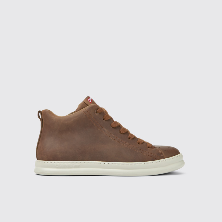 Side view of Runner Brown leather sneakers for men