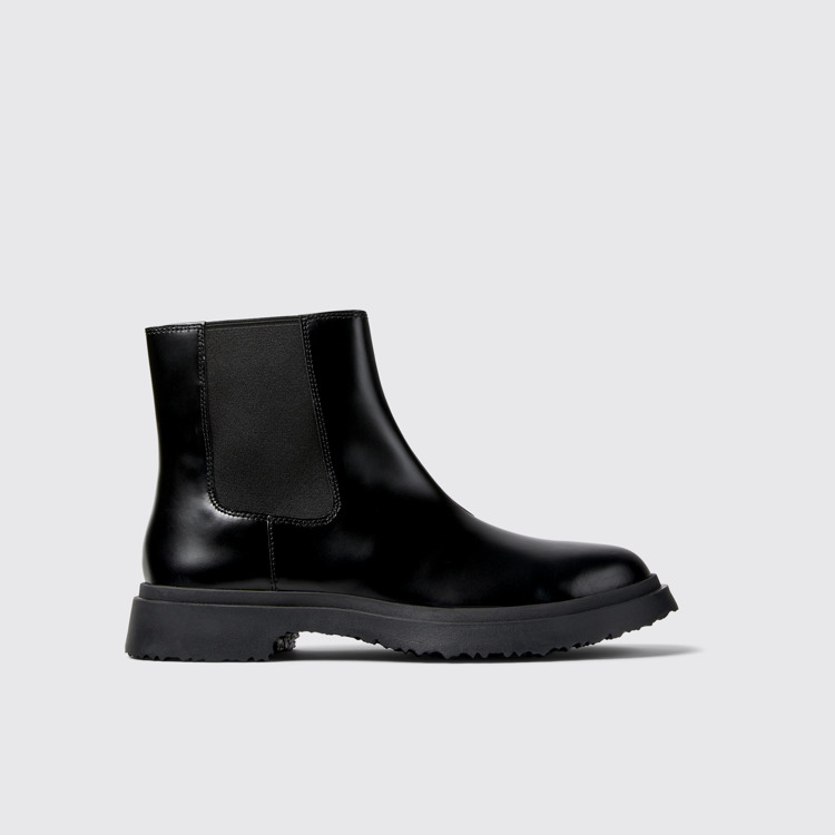 Side view of Walden Black leather ankle boots for men