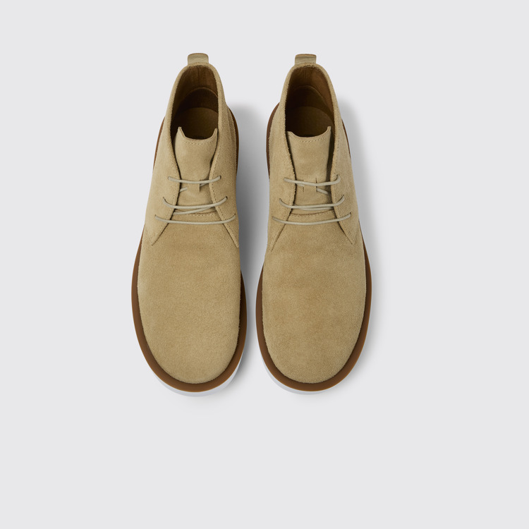 Overhead view of Wagon Beige nubuck men's shoes