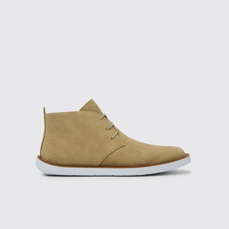 Side view of Wagon Beige nubuck men's shoes