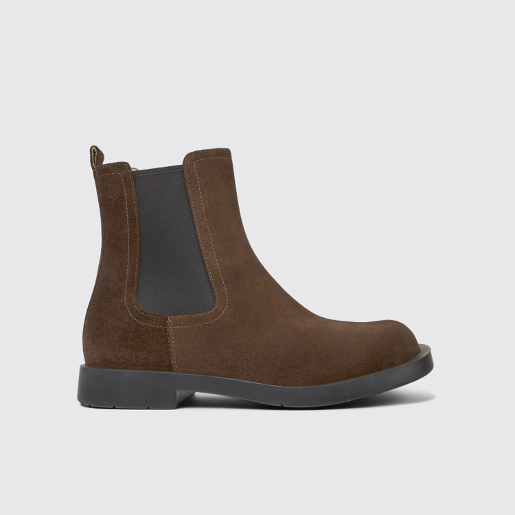 Side view of MIL 1978 Brown nubuck Chelsea boots for men