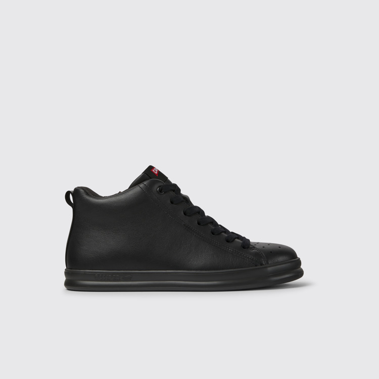 Side view of Runner Black leather sneakers