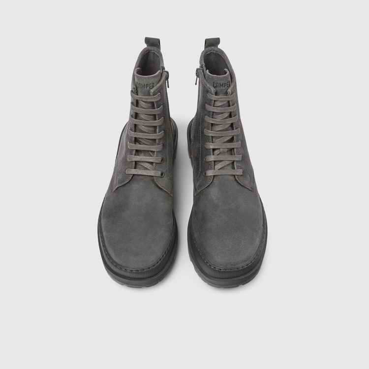 Overhead view of Brutus Trek Dark gray nubuck ankle boots for men