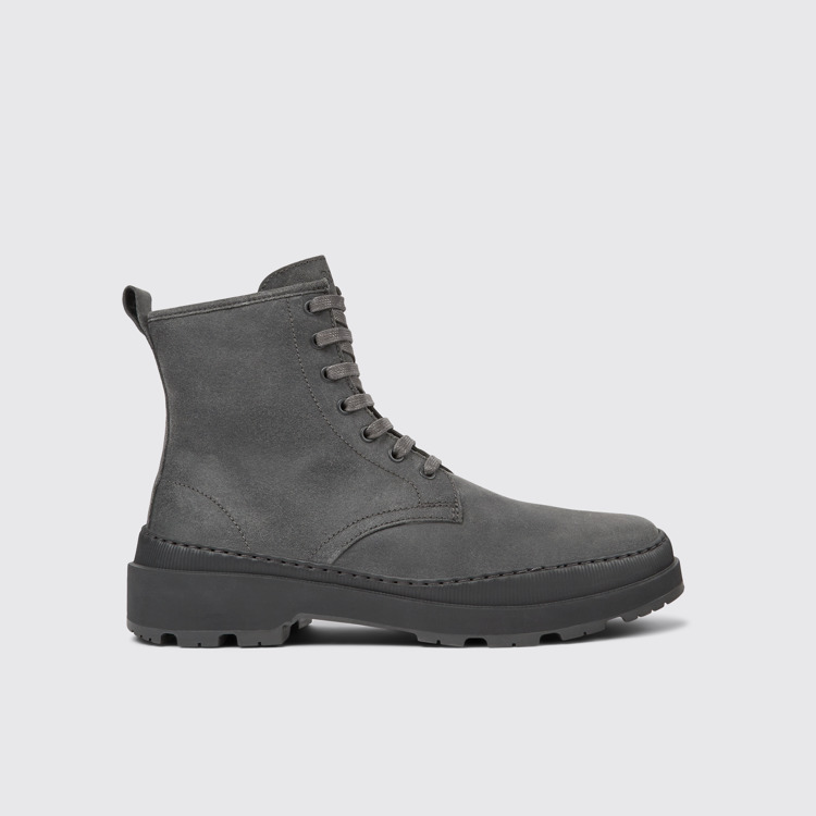 Side view of Brutus Trek Dark gray nubuck ankle boots for men