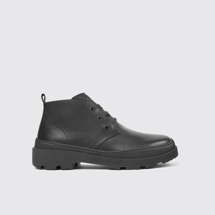 Side view of Brutus Trek Black leather ankle boots for men