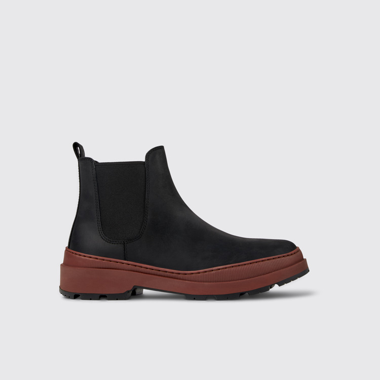 Side view of Brutus Trek Black nubuck ankle boots for men