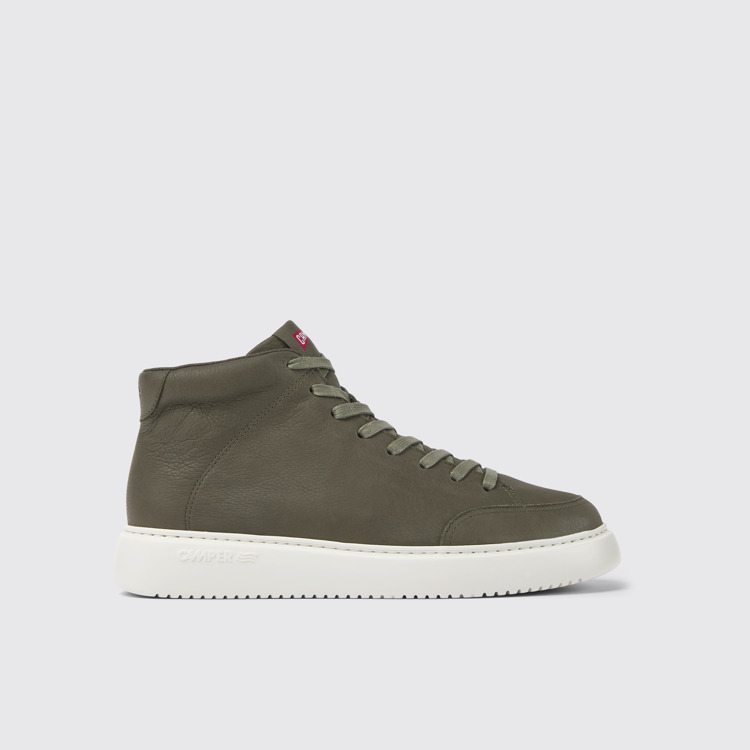 Side view of Runner K21 Green leather sneakers for men