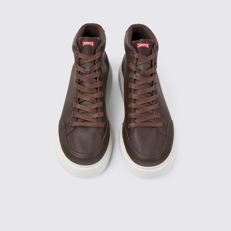 Overhead view of Runner K21 Burgundy leather sneakers for men