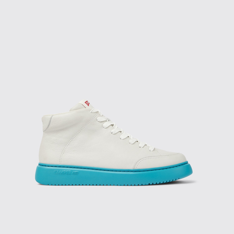 Side view of Runner K21 White non-dyed leather sneakers for men