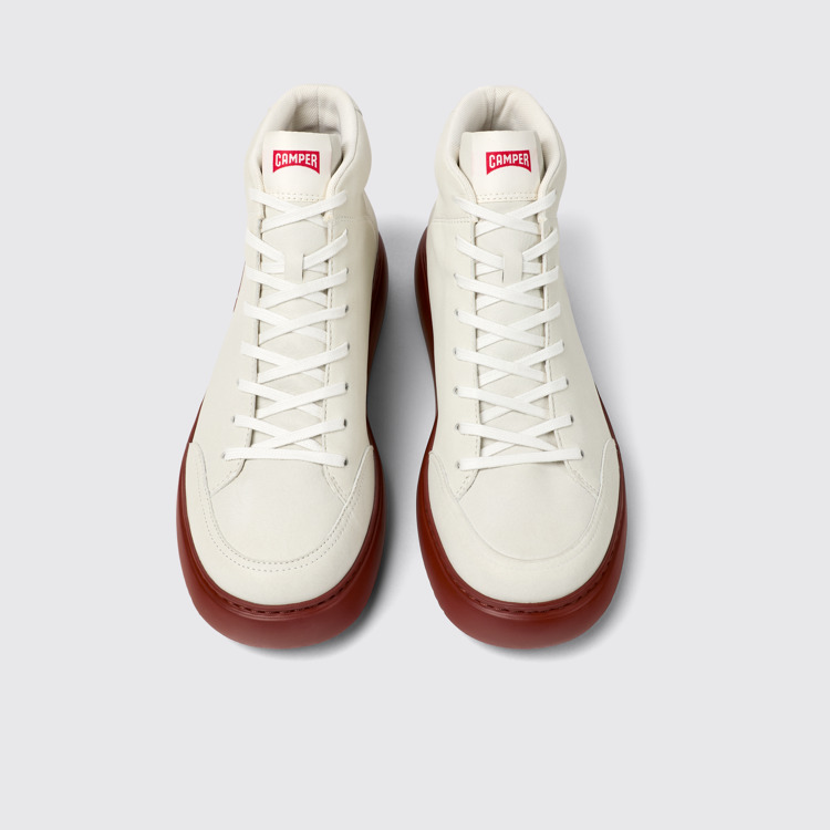 Overhead view of Runner K21 White non-dyed leather sneakers for men