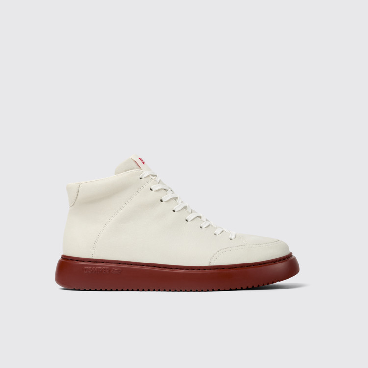 Side view of Runner K21 White non-dyed leather sneakers for men