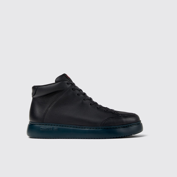 Side view of Runner K21 Black leather sneakers for men