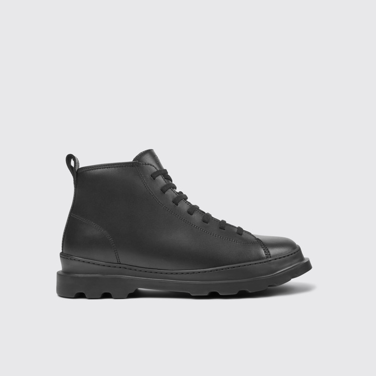 Side view of Brutus Black leather ankle boots for men