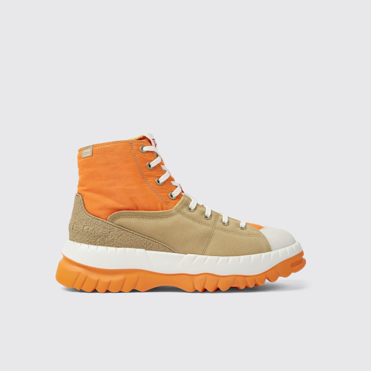 Side view of Teix Orange and beige ankle boots for men