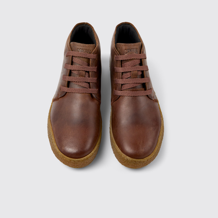 Overhead view of Peu Terreno Brown leather shoes for men