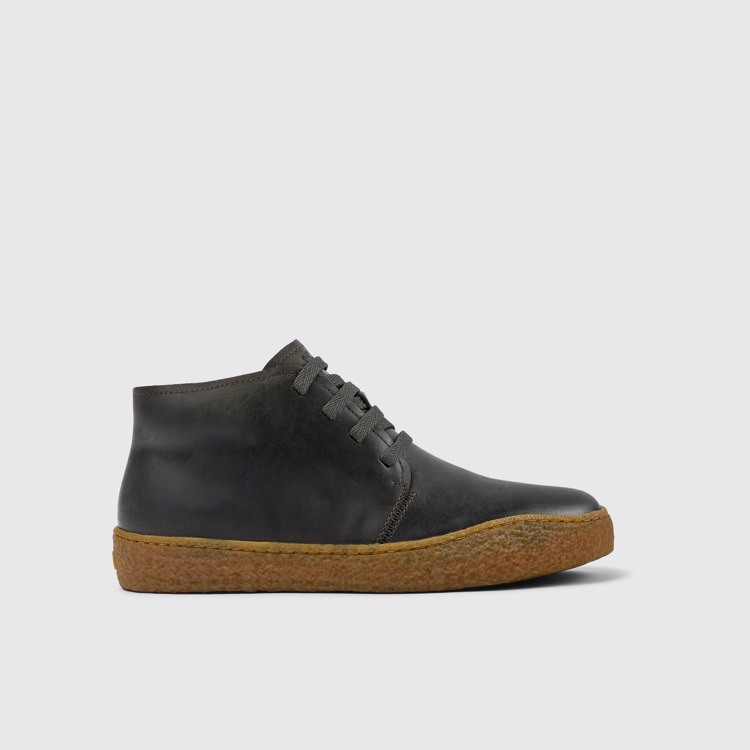 Side view of Peu Terreno Gray leather shoes for men