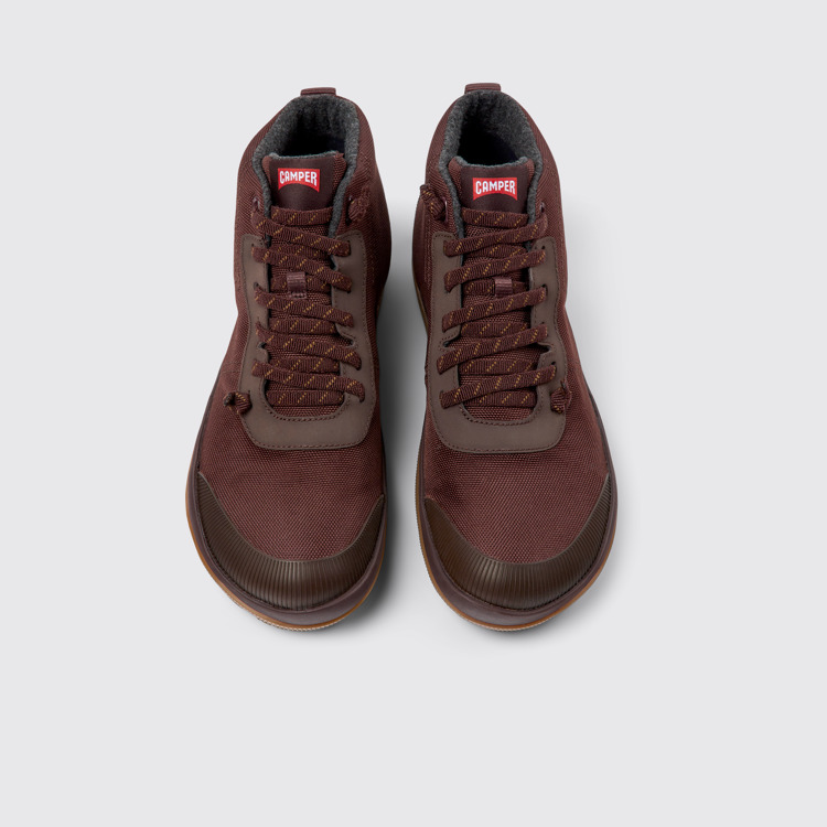 Overhead view of Peu Pista Burgundy textile ankle boots for men