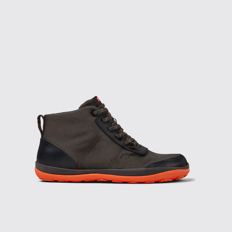 Side view of Peu Pista Gray textile ankle boots for men