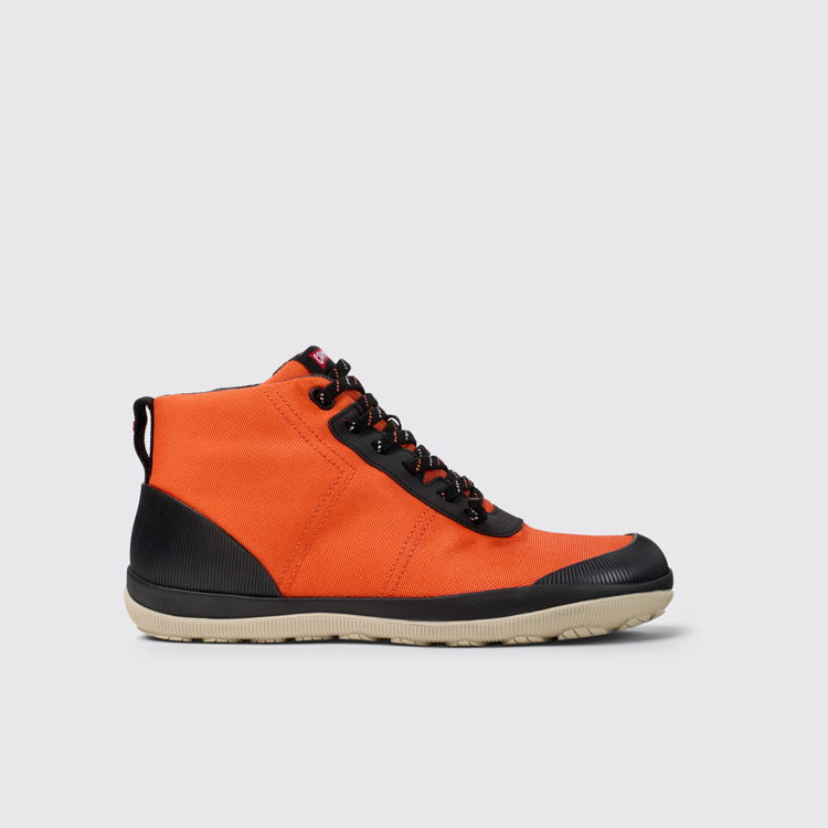 Side view of Peu Pista Orange textile ankle boots for men