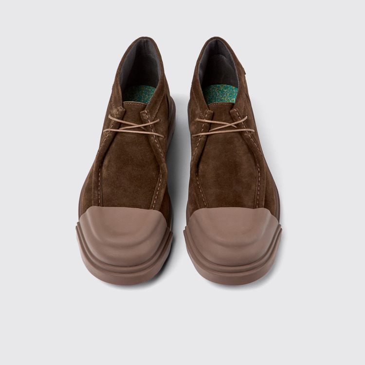 Overhead view of Junction Brown nubuck shoes for men