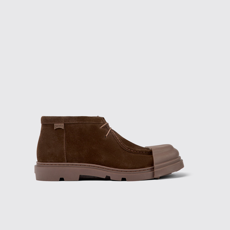 Side view of Junction Brown nubuck shoes for men