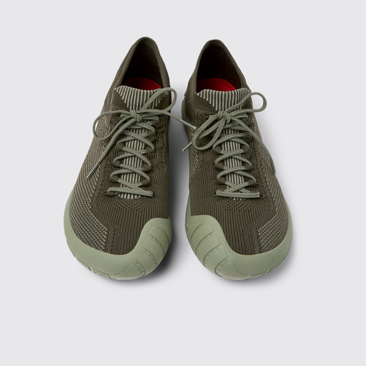 Overhead view of Path Green-gray textile sneakers for men