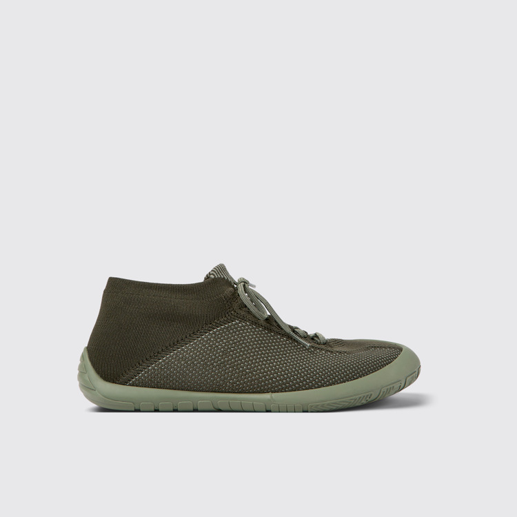 Side view of Path Green-gray textile sneakers for men