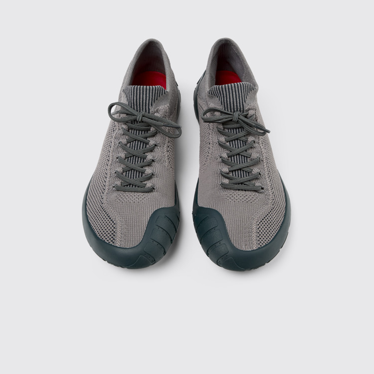 Overhead view of Path Gray textile shoes for men